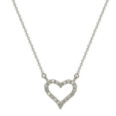 Suzy Levian 14k White Gold 0.25 Ctw Diamond Heart Necklace