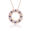 Suzy Levian Rose Sterling Silver Sapphire & Diamond Accent Crossing Circle Necklace In Blue