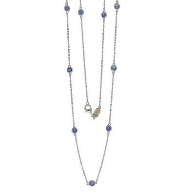 Suzy Levian Sapphire 1.80cttw Sterling Silver Station Necklace In Blue