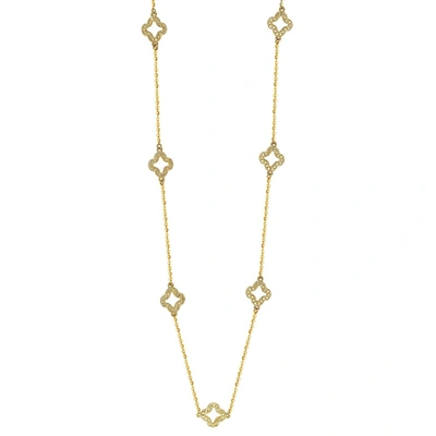 Suzy Levian 14k 0.63 Ct. Tw. Diamond Clover By The Yard Necklace In Yellow