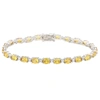 Suzy Levian Sterling Silver Oval-cut Yellow Sapphire Tennis Bracelet In Yellow
