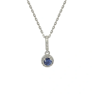 Suzy Levian Sterling Silver Blue Sapphire And Diamond Accent Pendant Necklace