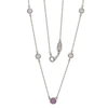 Suzy Levian Pink Sapphire & Diamond Accent (1.50cttw) Sterling Silver 5 Stone Station Necklace In Pink