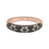 Suzy Levian Floral Black & White Cubic Zirconia In Rose Sterling Silver Half Band In Black
