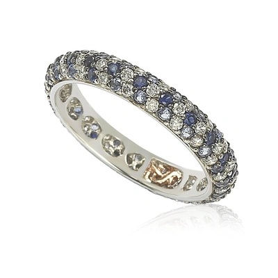 SUZY LEVIAN NATURAL SAPPHIRE & DIAMOND ACCENT PAVE ETERNITY BAND