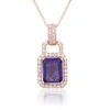 Suzy Levian Rose Gold Sterling Silver Blue Tanzanite & Pink Cubic Zirconia Pendant In Blue