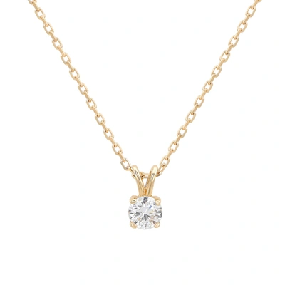 Suzy Levian 14k 0.26 Ct. Tw. Diamond Solitaire Split Bail Pendant Necklace In Yellow