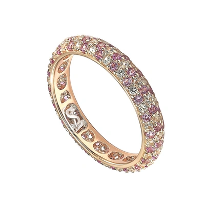 Suzy Levian Pink Sapphire & Diamond Accent Pave Eternity Band