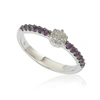 Suzy Levian Red & White Cubic Zirconia Sterling Silver Petite Flower Band In Red
