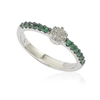 Suzy Levian Green & White Cubic Zirconia Sterling Silver Petite Flower Band In Green