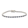 SUZY LEVIAN STERLING SILVER ROUND-CUT BLUE AND WHITE SAPPHIRE TENNIS BRACELET