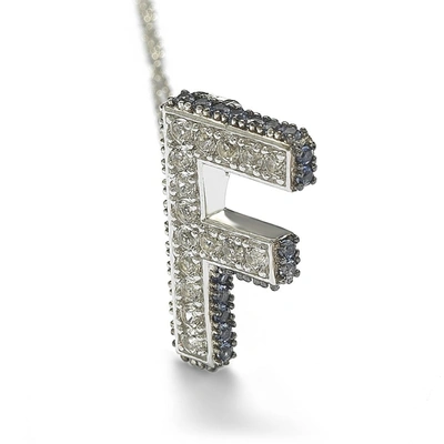 Suzy Levian Sterling Silver Sapphire & Diamond Accent Letter Pendant In Blue