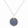 SUZY LEVIAN BLUE SAPPHIRE BLACK RHODIUM STERLING SILVER PAVE CIRCLE DISC PENDANT