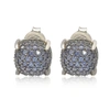 Suzy Levian Sterling Silver Sapphire & Diamond Accent Pave Cluster Earrings In Blue