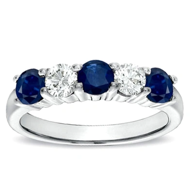 Suzy Levian 14k Gold Blue Sapphire & White Diamond Accent Ring