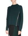 PROENZA SCHOULER KNIT PULLOVER SWEATER W/ZIP DETAIL, GREEN,PROD127930044