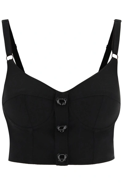 Moschino Teddy Bear Buttons Bustier Top In Black