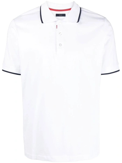 Fay Piquet Double Collar Polo Shirt In White