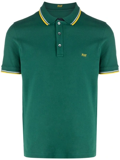 Fay Embroidered-logo Polo Shirt In Forest Green