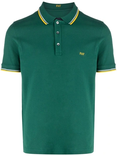 Fay Embroidered-logo Polo Shirt In Grün