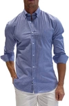 Tailorbyrd Regular Fit Gingham Stretch Cotton Button-down Shirt In Navy