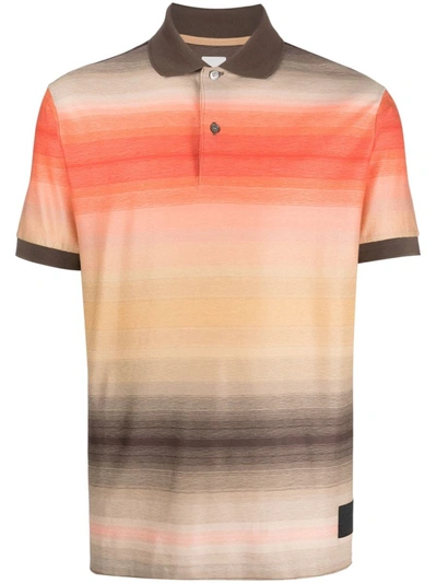 Paul Smith Stripe-print Polo Shirt In Marrone Chiaro