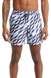 Prince And Bond Easton Print Swim Trunks In Blue