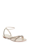 Christian Louboutin Mafaldina Spikes Ankle Strap Sandal In Leche