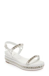 CHRISTIAN LOUBOUTIN PYRACLOU GLITTER ESPADRILLE WEDGE SANDAL