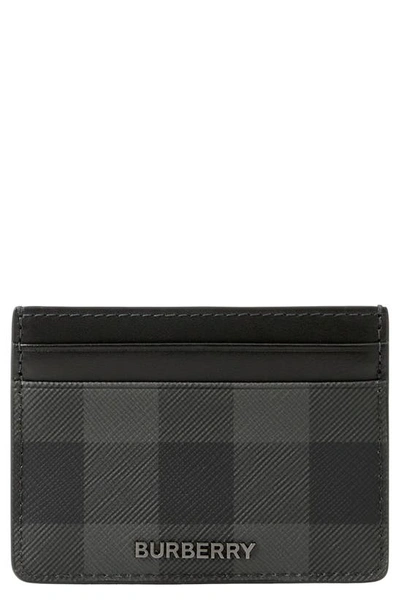 Burberry Charcoal Check And Leather Card Case