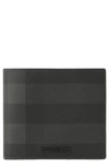 Burberry Check Coated Canvas Bifold Wallet In Charcoal