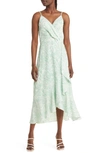 Chelsea28 Faux Wrap Floral Midi Dress In Green- White Floral