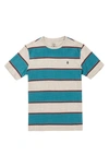 Volcom Kids' Bandstone Stripe T-shirt In Heather Grey