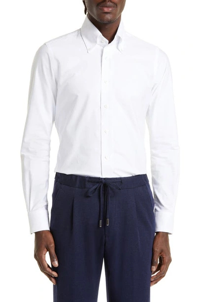 Thom Sweeney Oxford Cotton Button-down Shirt In White