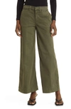 Frame Le Pixie Tomboy Wide Leg Trousers In Washed Fatigue