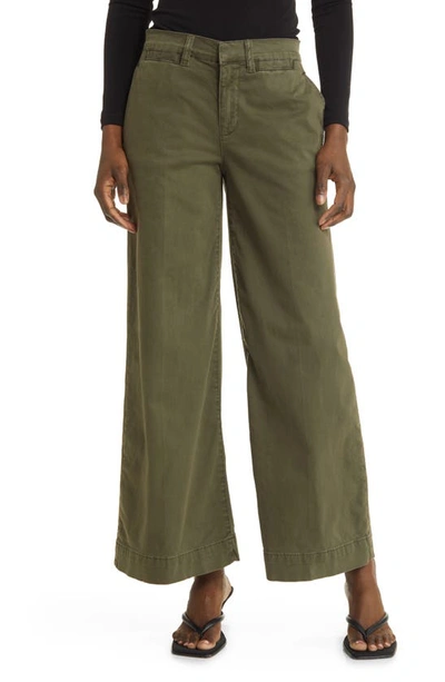 Frame Le Pixie Tomboy Wide Leg Trousers In Washed Fatigue
