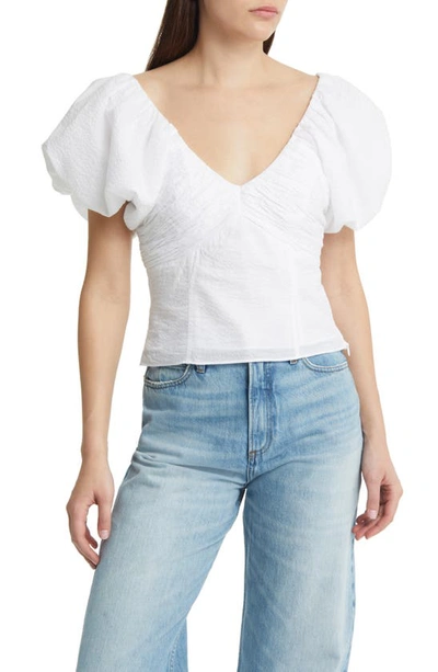 Frame Puff Sleeve Top In Blanc