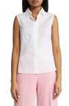 Hugo Boss Bashiva Poplin Sleeveless Blouse In Bright White