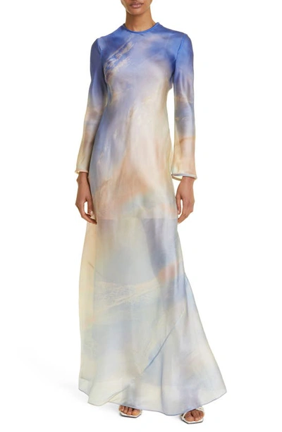 Zimmermann Tama Printed Floor-length Slip Dress In Vanilla Sky