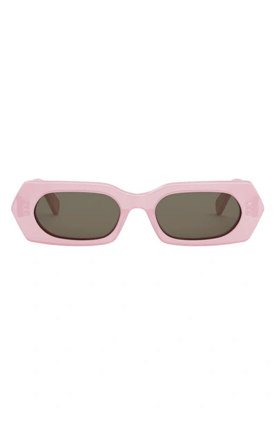 Celine Logo Acetate Rectangle Sunglasses In Pink/brown Solid