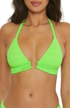 Becca Coast Womens Textured Halter Wire Bikini Top Matching Bottoms Women's Swimsuit In Lime Juice