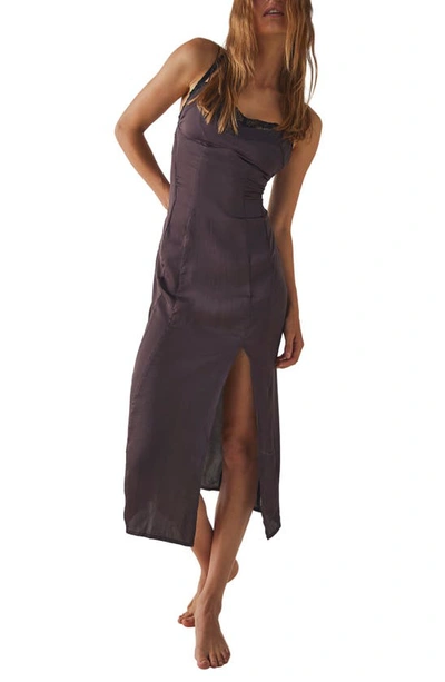 Free People City Cool Midi Slip Dress In Chocolate Merlot In Brown