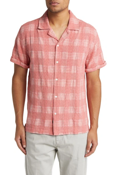 Rails Dresden Check Short Sleeve Button-up Camp Shirt In Sunrise Red