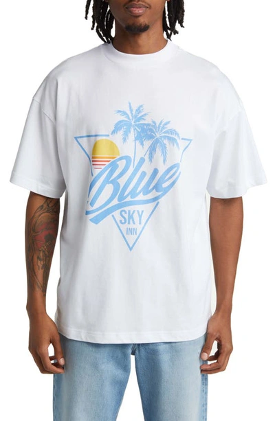 Blue Sky Inn Sunset Logo Graphic Tee In White