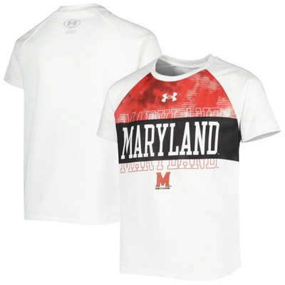 UNDER ARMOUR YOUTH UNDER ARMOUR WHITE MARYLAND TERRAPINS GAMEDAY PRINT RAGLAN T-SHIRT