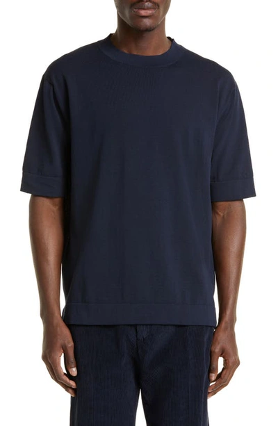 Thom Sweeney Cotton-crepe T-shirt In Blue