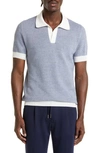 THOM SWEENEY CONTRAST COTTON & LINEN KNIT POLO
