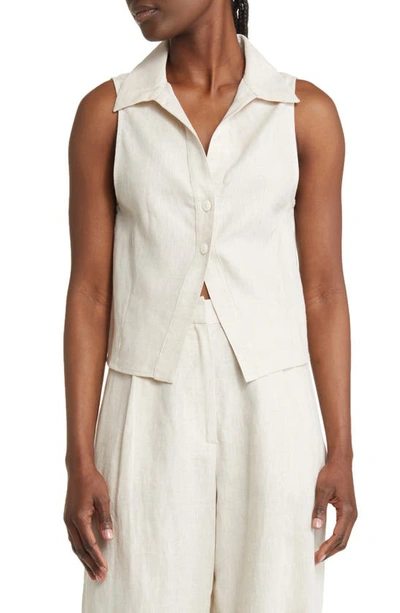 Wayf Devin Sleeveless Linen Shirt In Natural