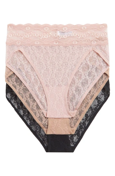 B.TEMPT'D BY WACOAL ASSORTED 3-PACK LACE KISS HIGH CUT BRIEFS