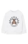 Burberry Boy's Oak Leaf Crest Logo-print Teddy Sweatshirt In White